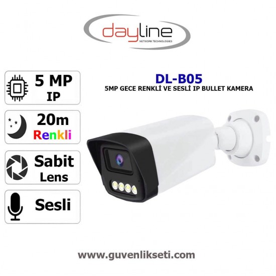 Dayline DL-B05 5MP gece renkli sesli IP bullet güvenlik kamerası